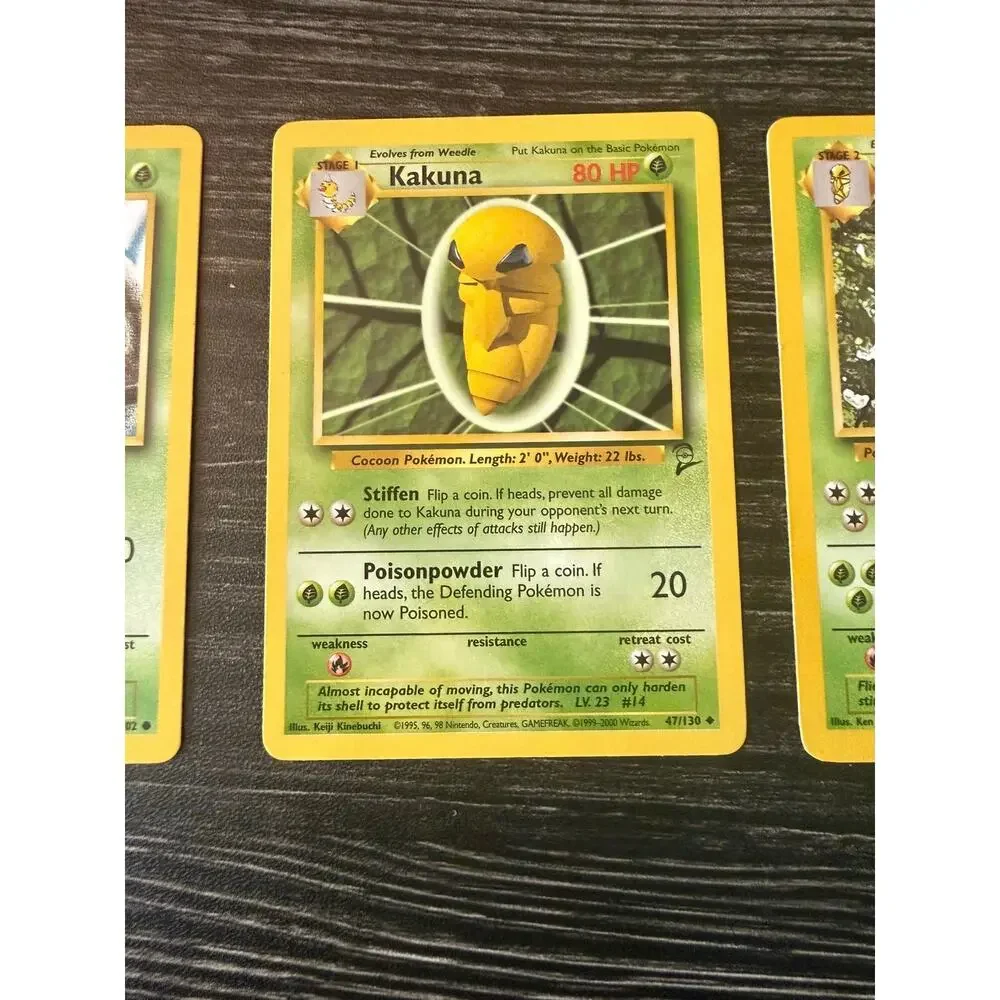 Vintage Pokémon Cards Base Set 2 Evolution Lot - Weedle Kakuna Beedrill